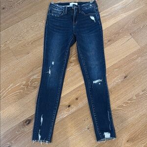 Blue Skinny Jeans with Distressed Details